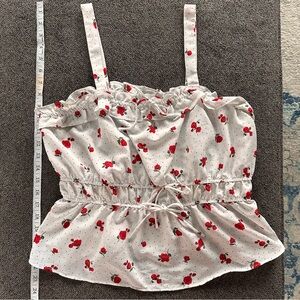 Sweet Rain White and Red Floral Tank Top